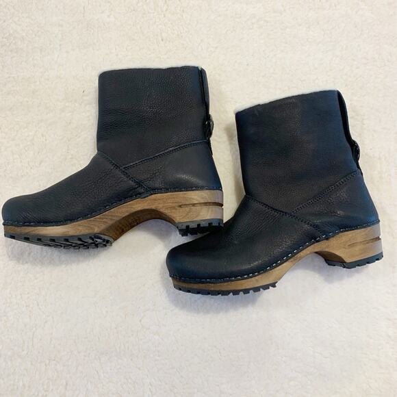 Sanita Womens Silkan Leather Clog Boots 39 Black with Wool Lining Made in Poland - Picture 2 of 6